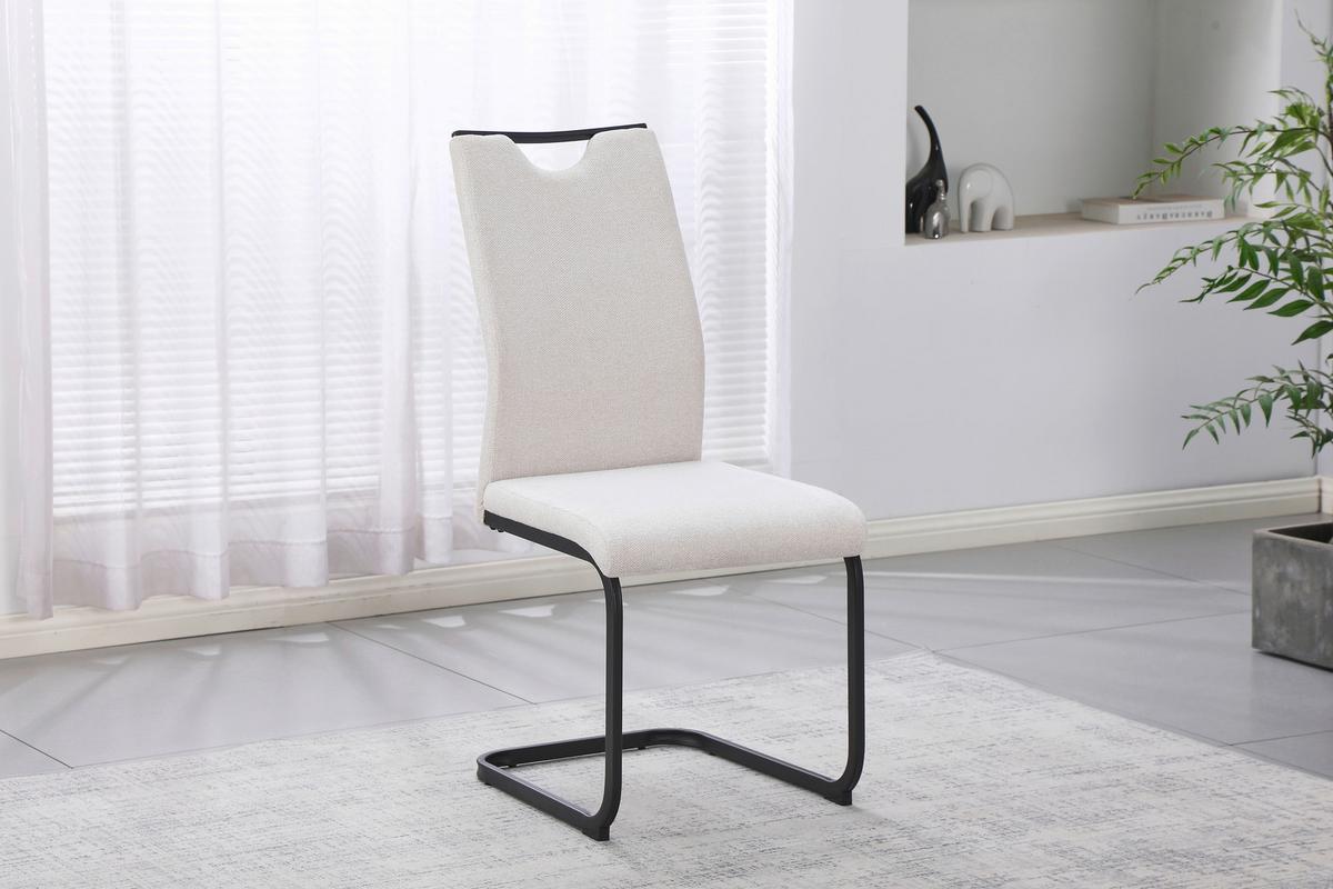 Schwingstuhl Maya Webstoff beige, B: 58cm - Beige/Schwarz, Trend, Textil/Metall (58/98/43cm)