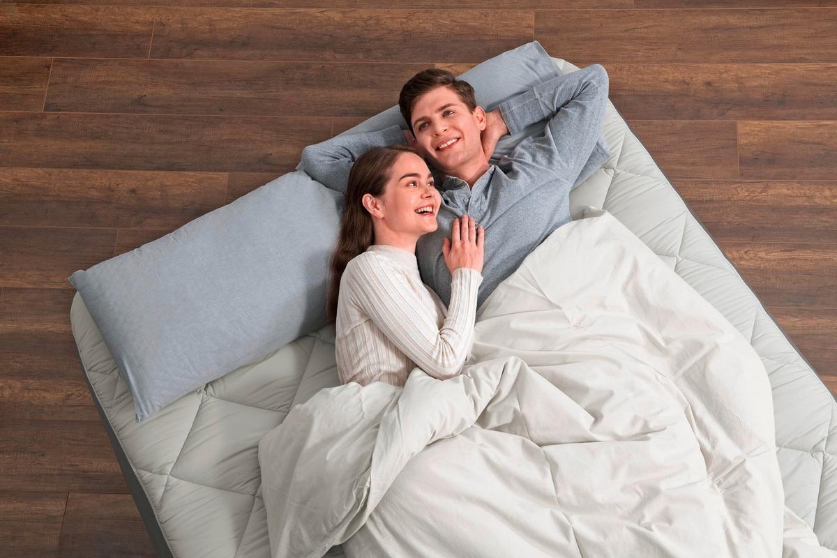 Luftbett Gloria 203x152x51 Cm Bis 350kg, Inkl. Pumpe - Braun/Grau, KONVENTIONELL, Kunststoff/Metall (203/152/51cm) - Bestway