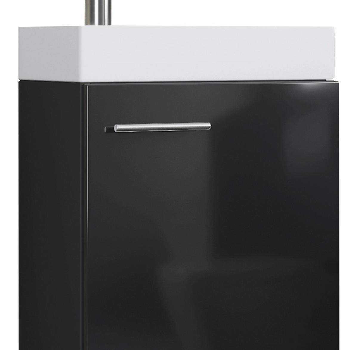Badmöbel-Set Gäste WC 3-Tlg. Slito B: 41 cm Schwarz - Schwarz/Weiß, KONVENTIONELL, Keramik/Holzwerkstoff (41cm) - MID.YOU