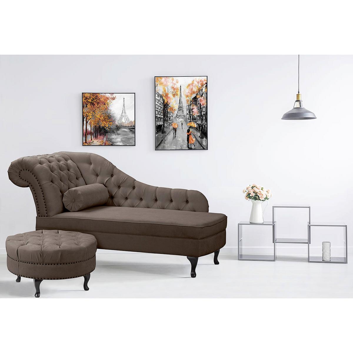 Récamiere Pako Graubraun B: 185cm - Graubraun/Braun, Design, Textil (185/93/75cm) - Livetastic