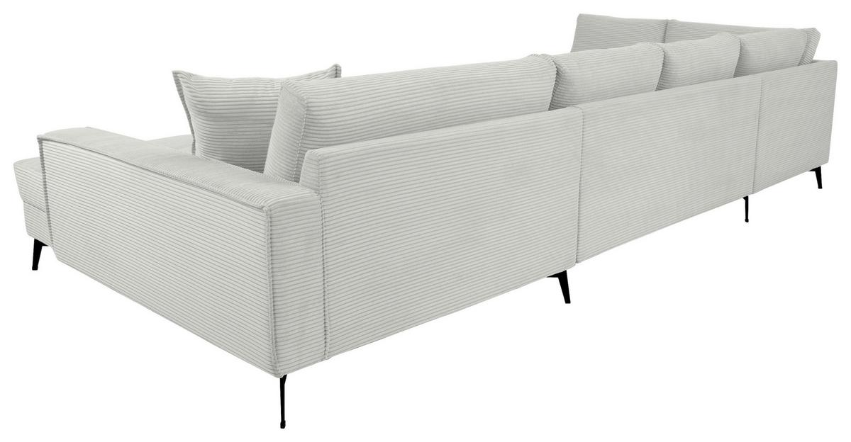 Wohnlandschaft Zero Cremeweiß U-Form 195x362x173cm - Creme/Schwarz, Trend, Textil (195/362/173cm)