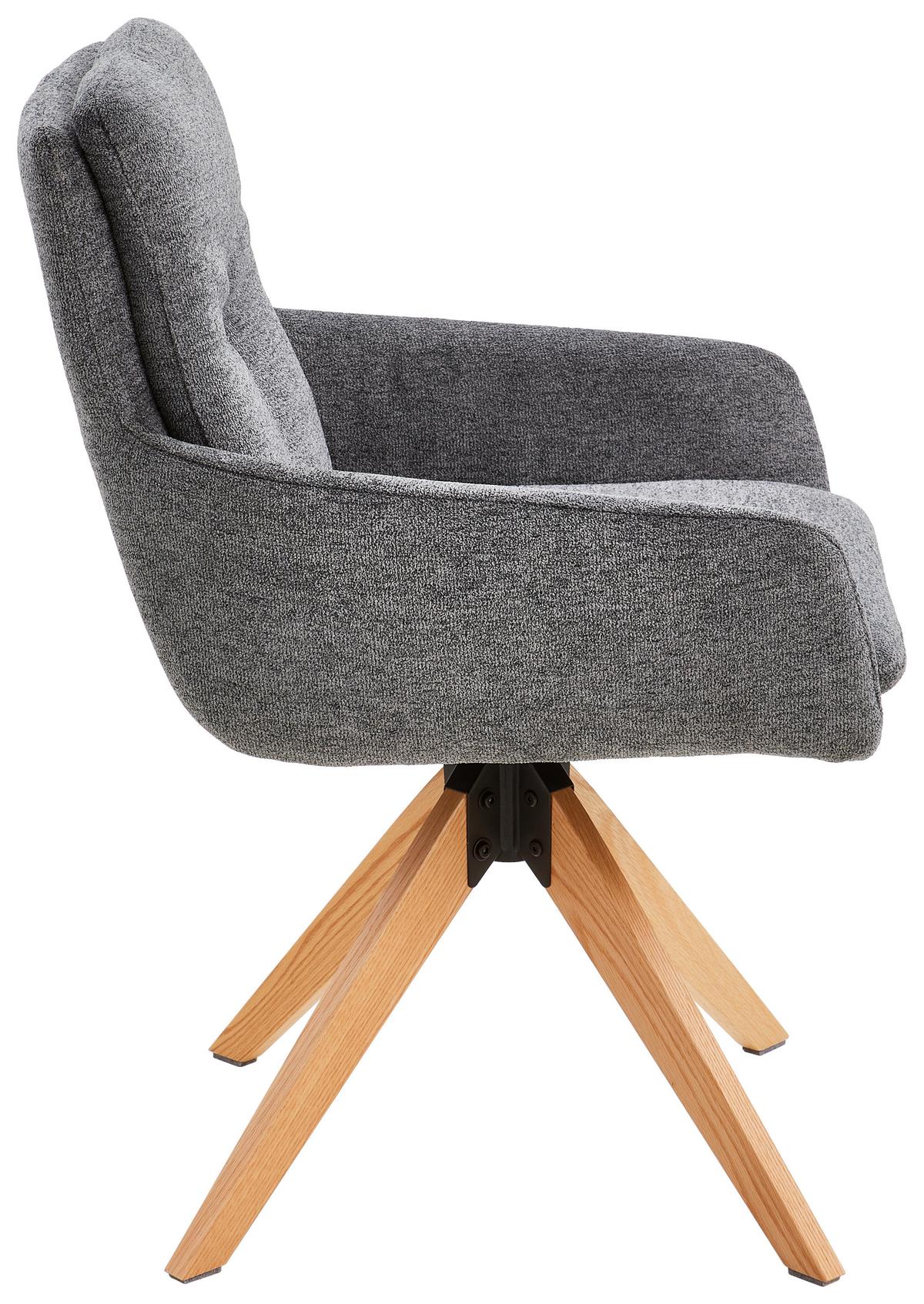 Armlehnstuhl Slide Grau B: 58 cm - Eichefarben/Grau, MODERN, Holz/Textil (58/91/63,5cm) - Livetastic