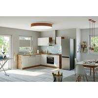 Eckküche Winkelblock Mit Geräten 210x210 Cm Weiß - Eiche Wotan/Weiß, MODERN, Holzwerkstoff (210/210cm) - Held