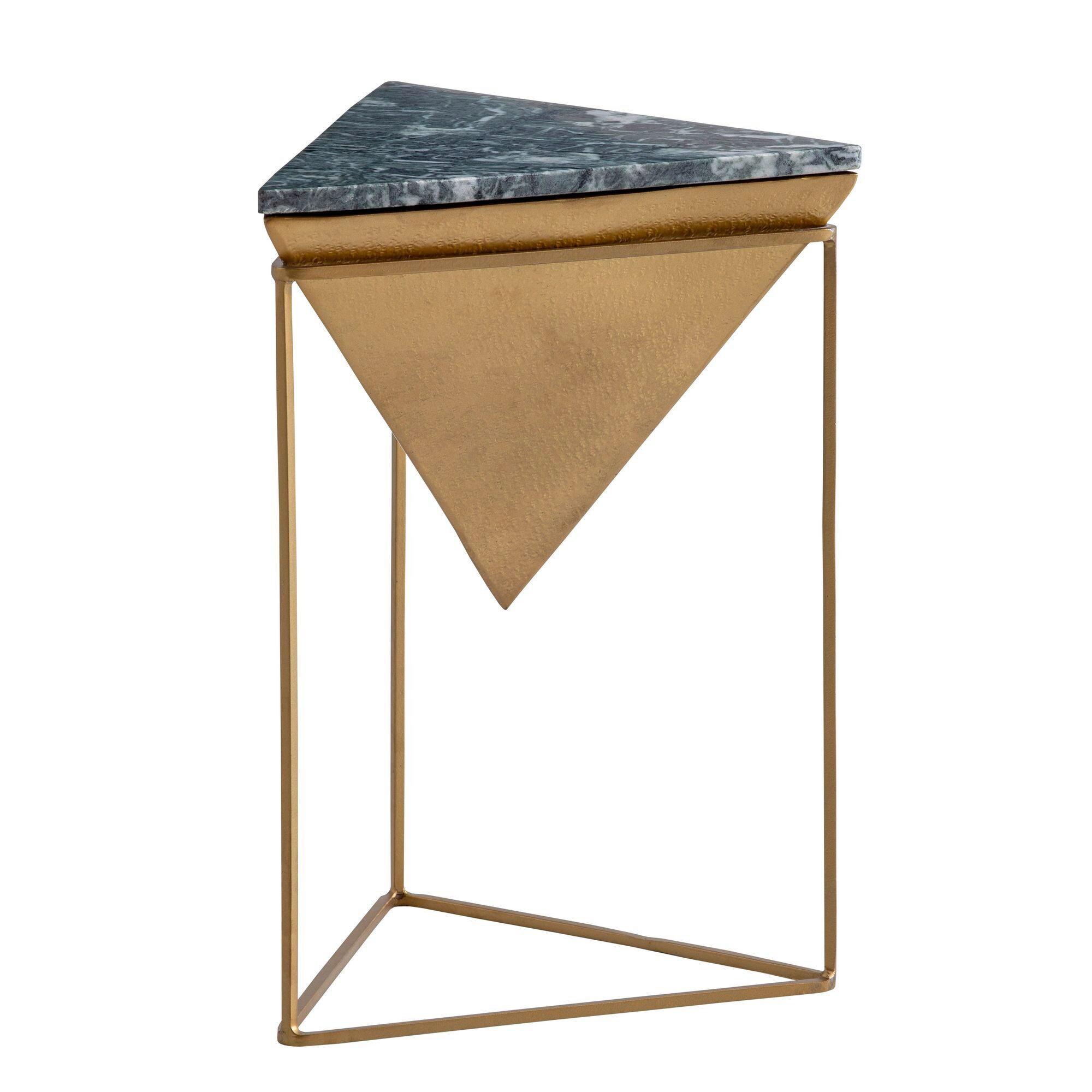 Beistelltisch Grün, Goldfarben L: 37 cm - Goldfarben/Grün, Design, Stein/Metall (37/37/53cm) - Livetastic