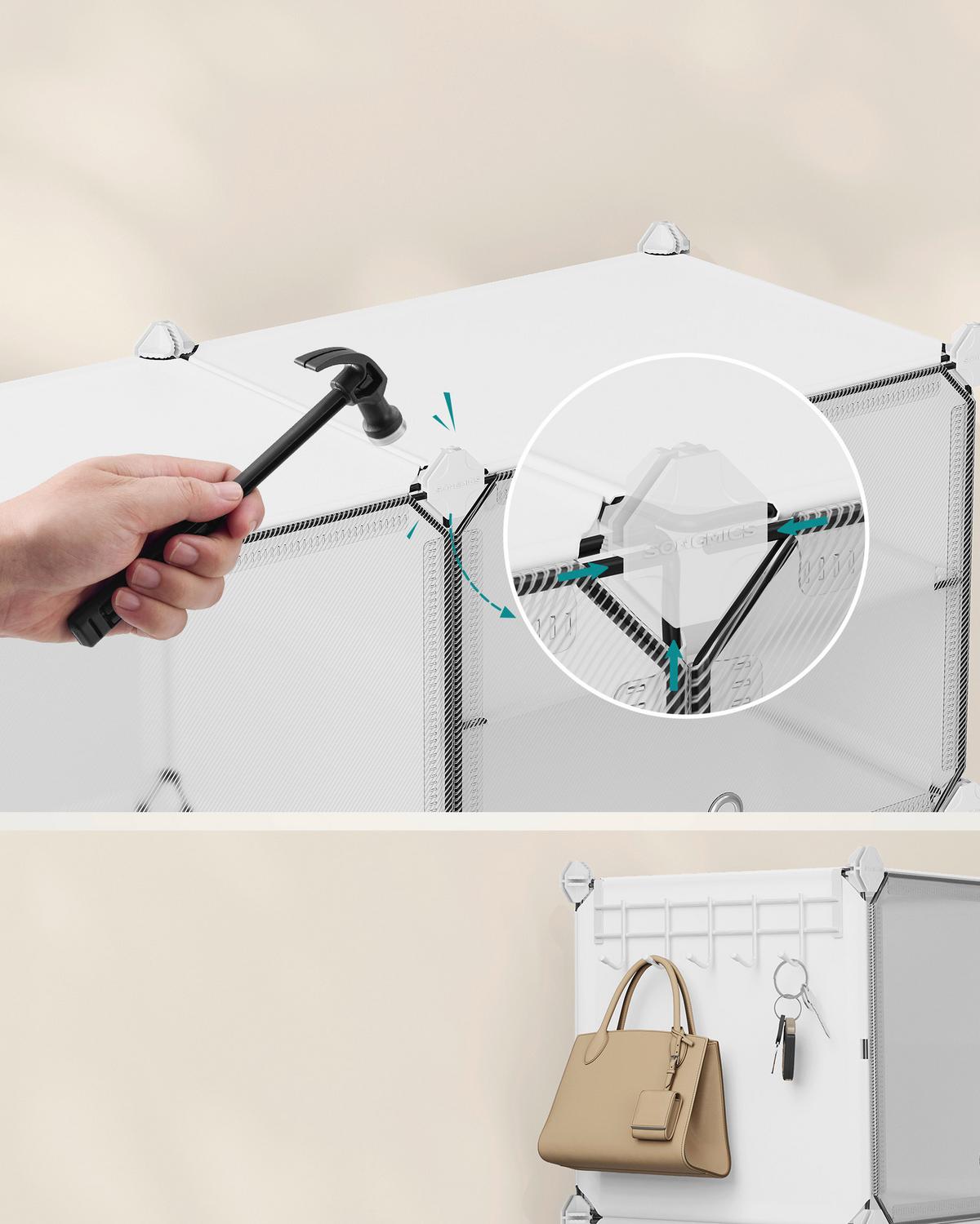 Schuhregal Weiß B: 83 cm - Weiß, Basics, Kunststoff/Metall (83/63/32cm)