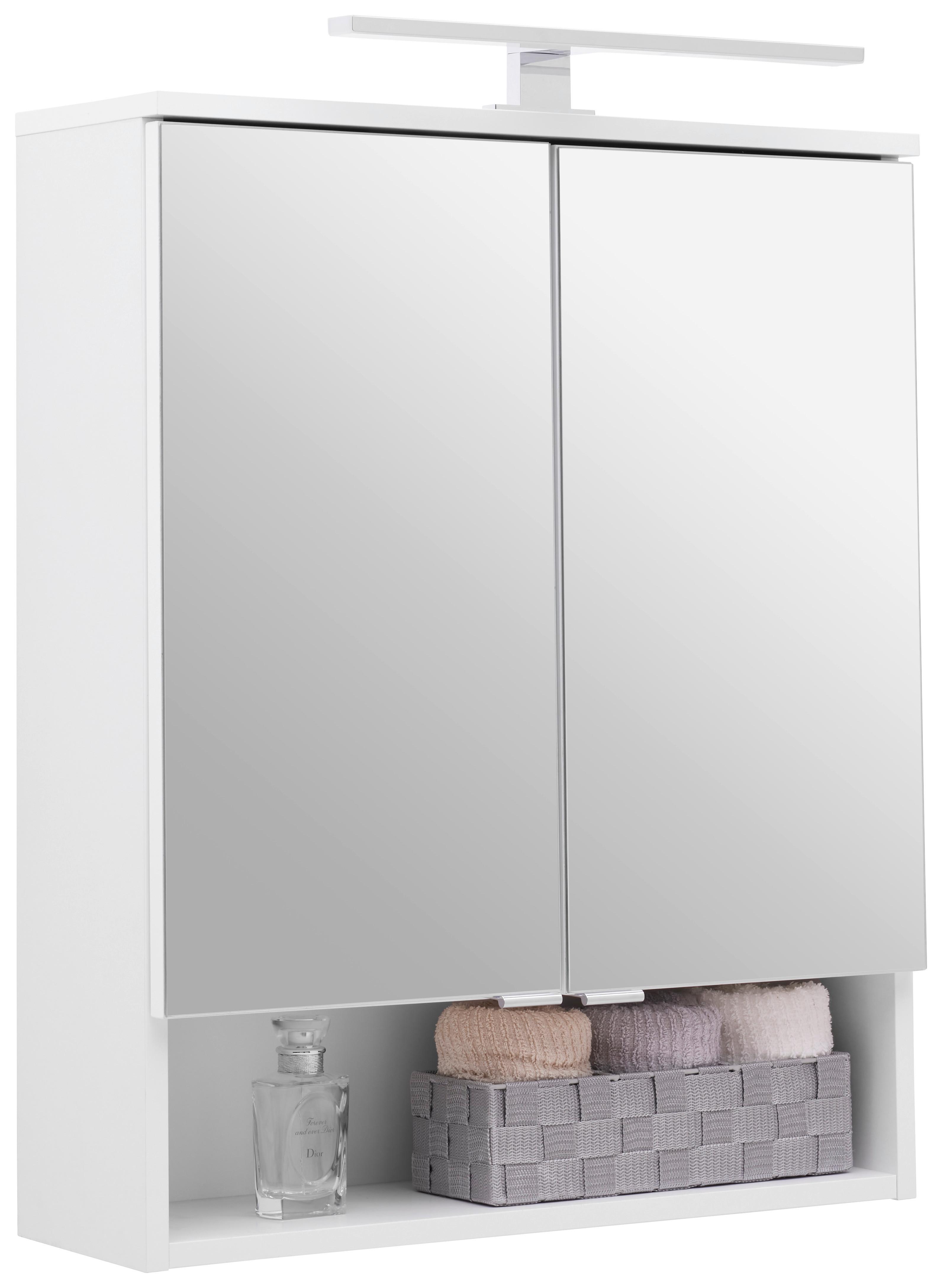 Spiegelschrank Fresh mit Led 2-Türig BxHxT: 60x75x20 cm - Weiß Hochglanz, KONVENTIONELL, Glas/Holzwerkstoff (60/75/20cm) - Ondega