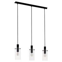 Hängeleuchte Montefino H: 110 cm 3-Flammig mit Glas - Klar/Schwarz, MODERN, Glas/Metall (73/11/110cm)