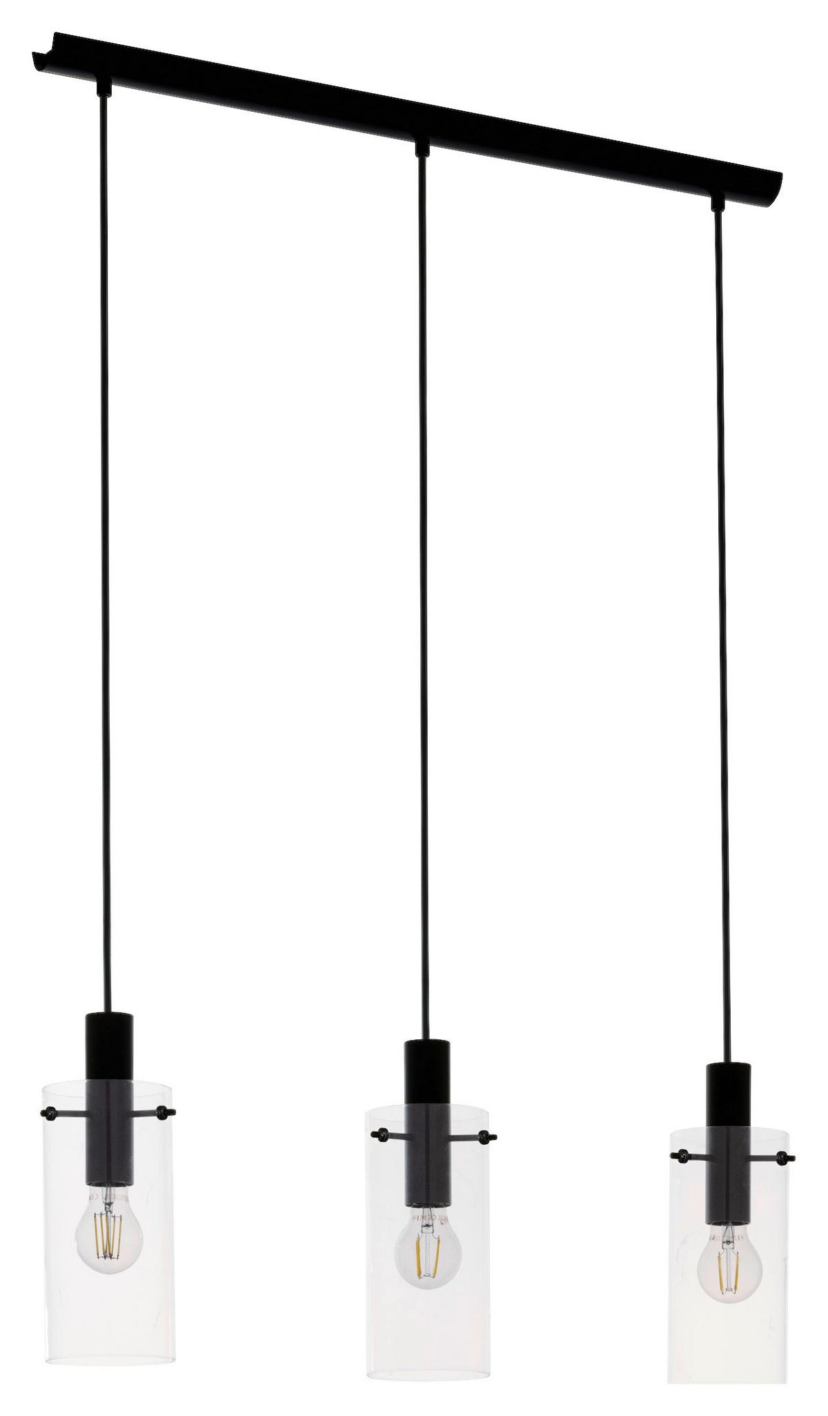 Hängeleuchte Montefino H: 110 cm 3-Flammig mit Glas - Klar/Schwarz, MODERN, Glas/Metall (73/11/110cm)