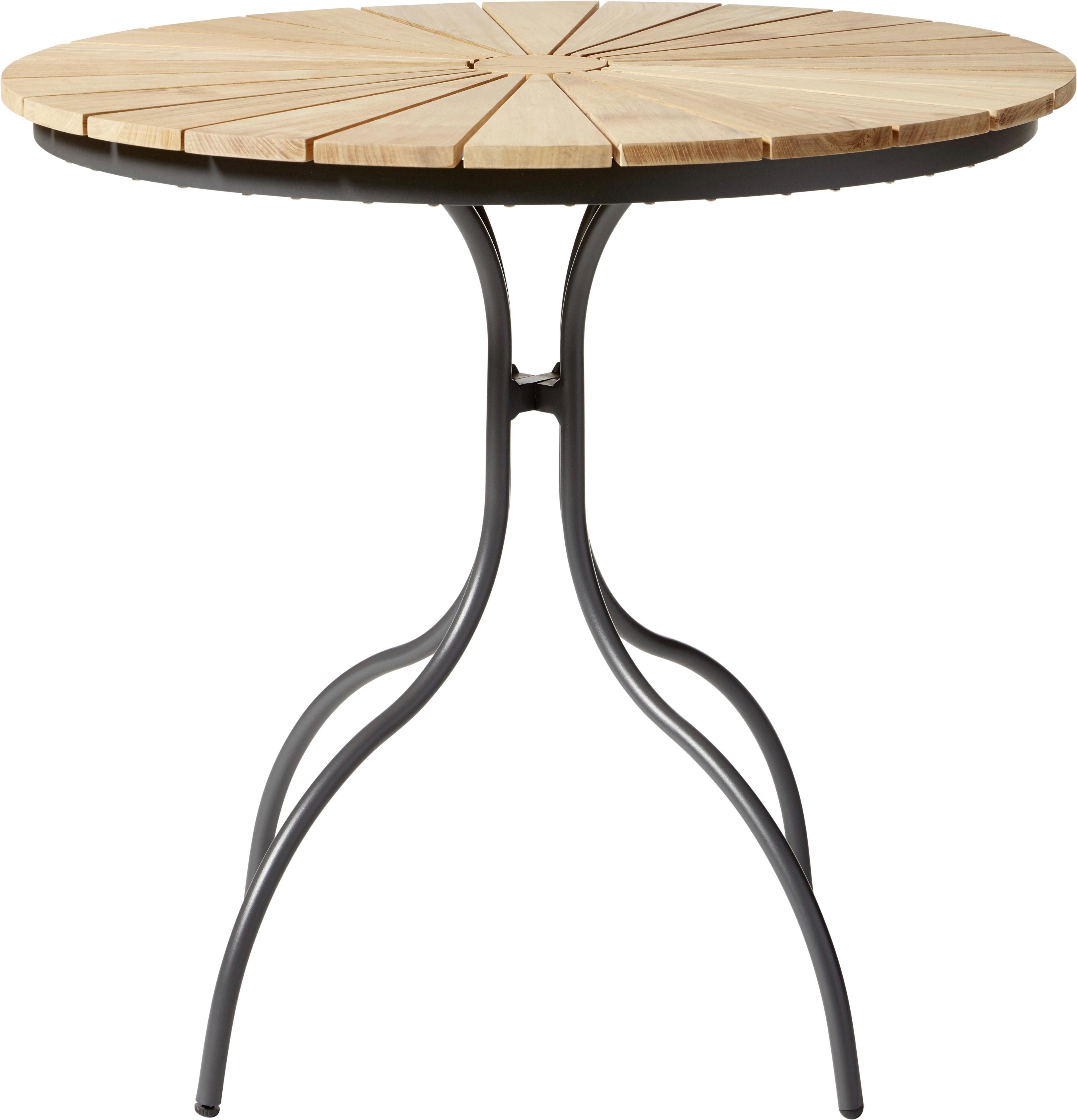 Gartentisch Ellen Teakholz ⌀ 80 cm - Anthrazit/Teakfarben, KONVENTIONELL, Holz/Metall (80/80/74cm) - Gardenson