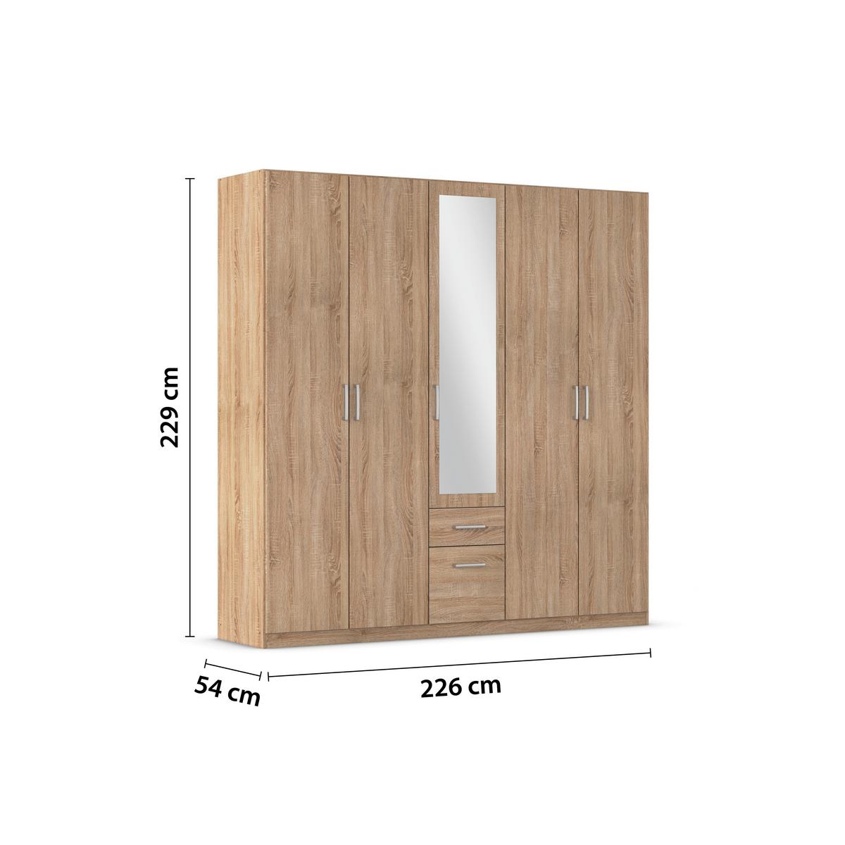 Drehtürenschrank Bingen Eichefarben D. B: 226cm - Eichefarben, MODERN, Holzwerkstoff (226/229/54cm) - Rauch Möbel