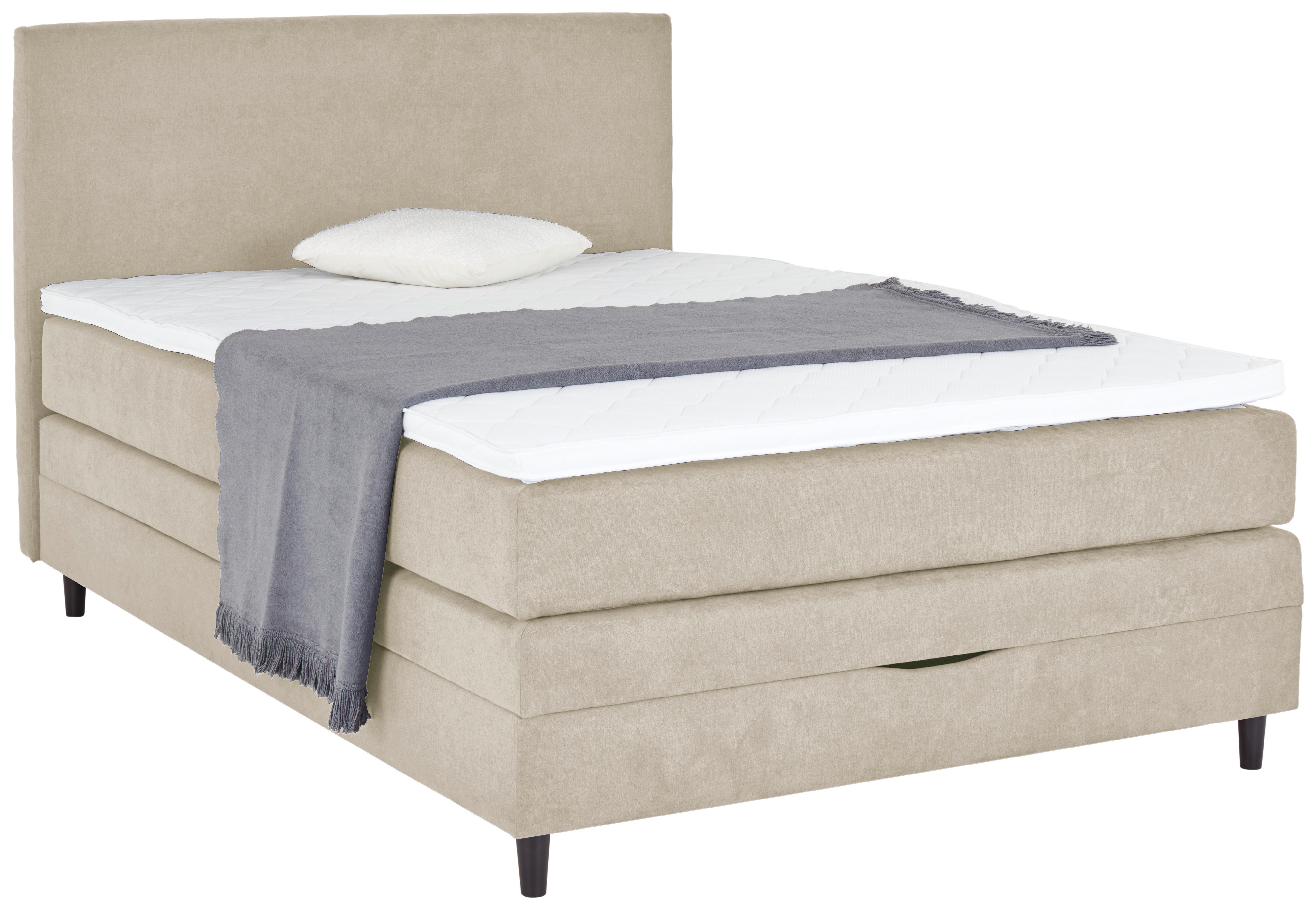 Boxspringbett Kleopatra - Creme, KONVENTIONELL, Holz/Holzwerkstoff (140/200cm) - Ondega