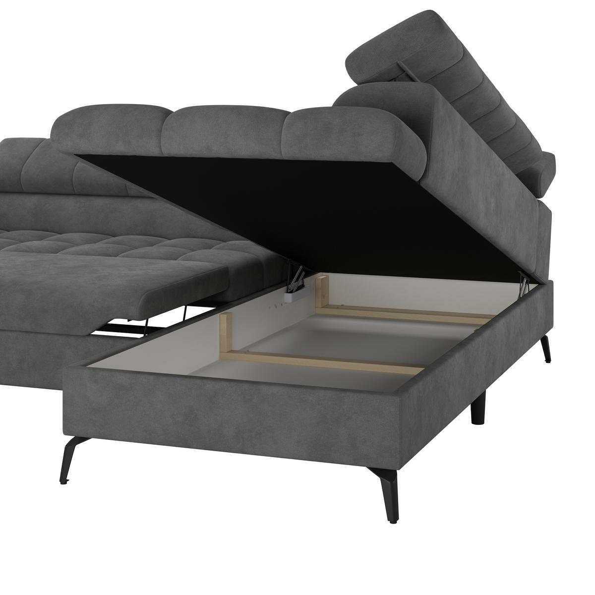 Ecksofa Volf Rechts New Dunkelgrau, S: 261x203 cm - Dunkelgrau/Schwarz, Trend, Kunststoff/Textil (261/203cm)