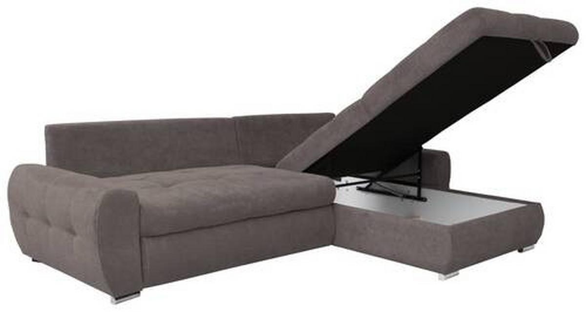 Ecksofa Mit Schlaffunktion Solar Braun 277x175 Cm - Chromfarben/Braun, Design, Textil (277/175cm) - Livetastic