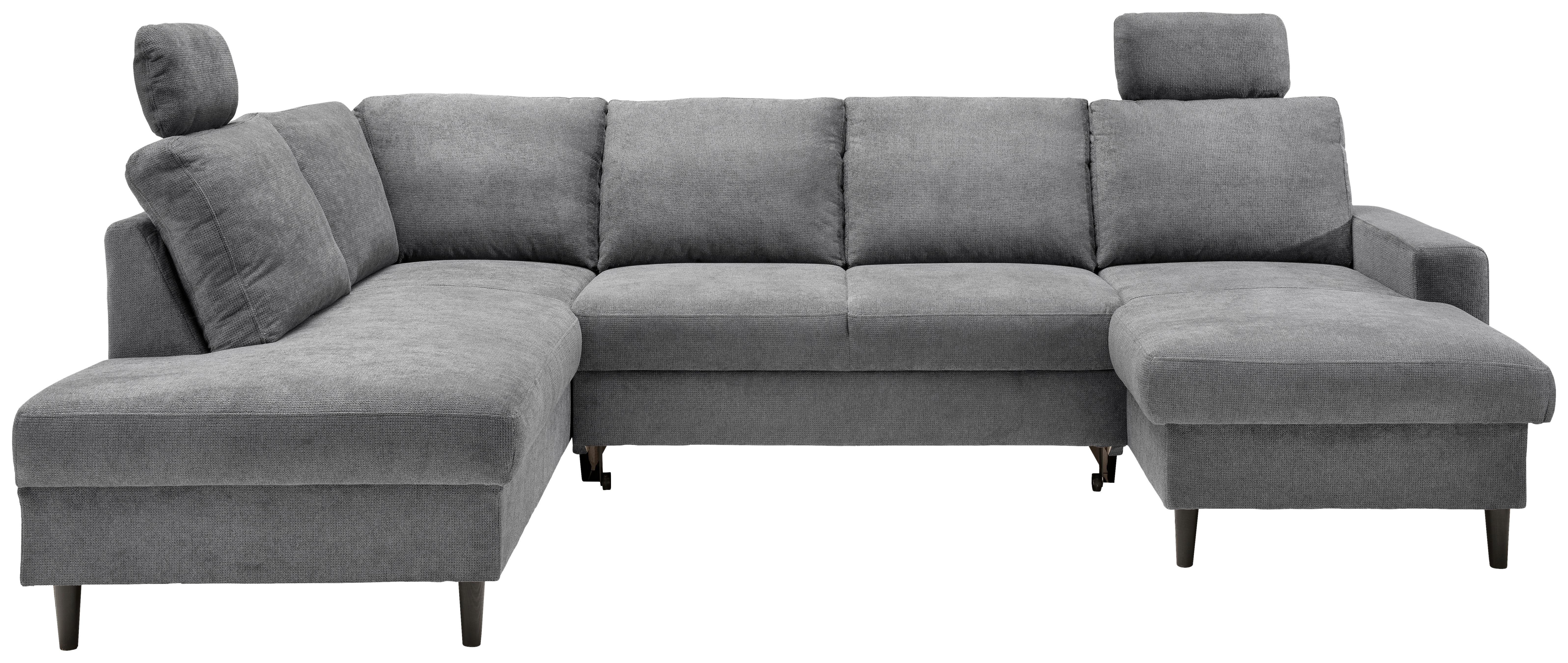 Wohnlandschaft Passione Dunkelgrau U: 200x305x153 cm - Dunkelgrau/Schwarz, MODERN, Textil (200/305/153cm) - Livetastic