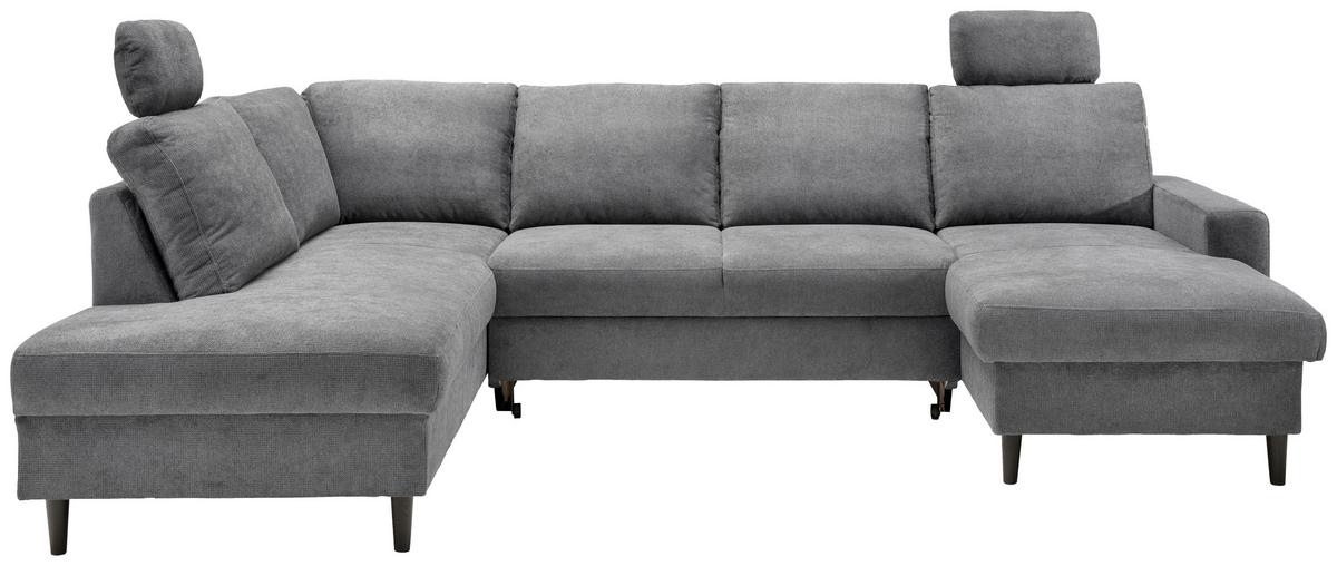 Wohnlandschaft Passione Dunkelgrau U: 200x305x153 cm - Dunkelgrau/Schwarz, MODERN, Textil (200/305/153cm) - Livetastic