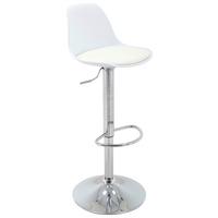Barhocker höhenverstellbar mit Lehne Scandi Weiß - Chromfarben/Weiß, MODERN, Kunststoff/Textil (41,5/84-104/37,5cm) - MID.YOU