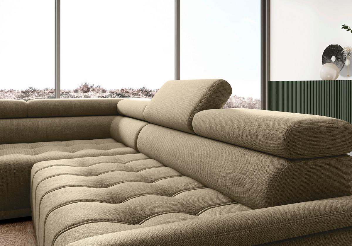 Rohová sedačka GRINALDI, ľavá, sivohnedá - čierna/taupe, Modern, textil/plast (206/283cm) - Premium Living