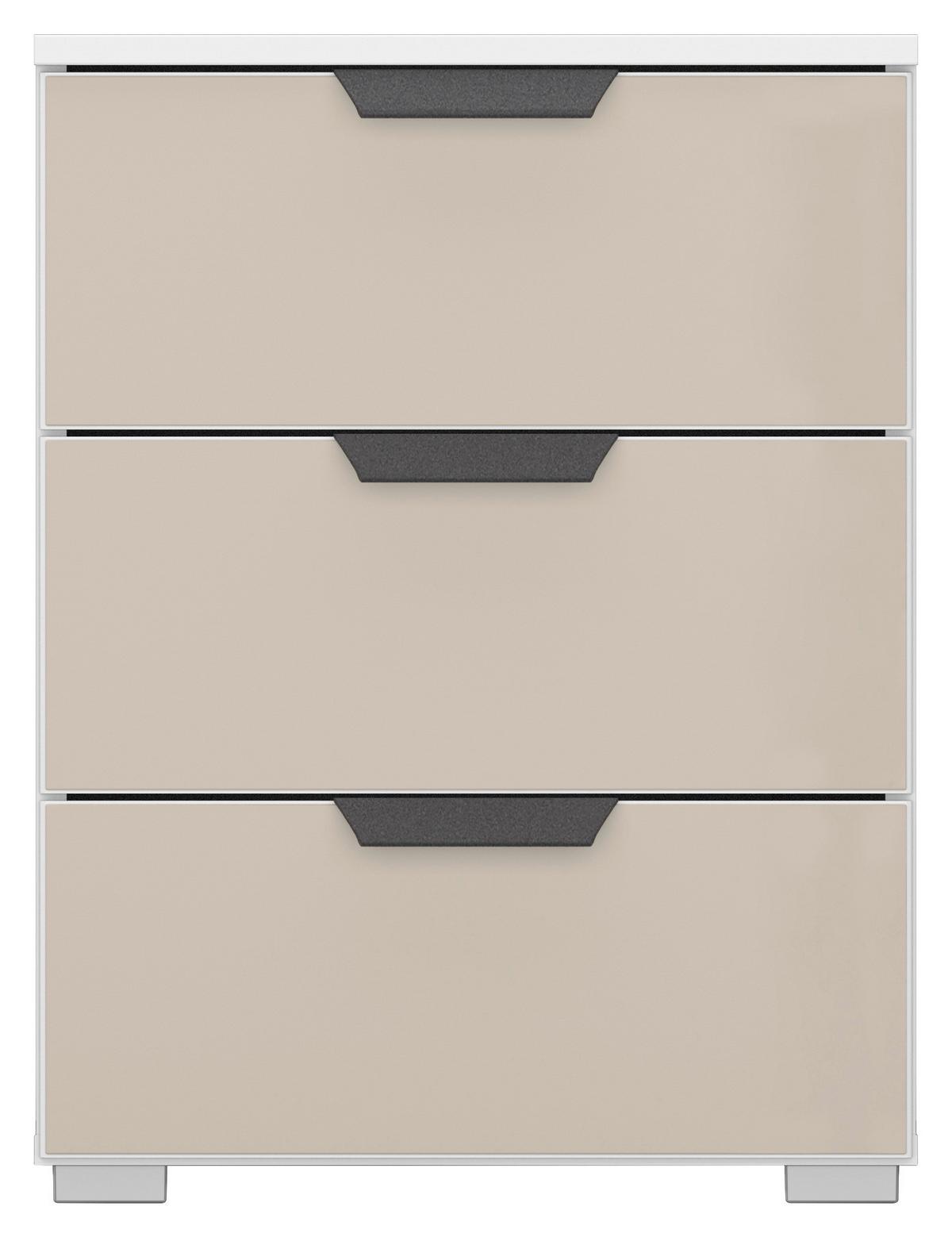 Nachtkästchen Artemis Weiß/champagner, H: 62cm - Champagner/Alufarben, MODERN, Glas/Holzwerkstoff (47/62/42cm) - Rauch Möbel