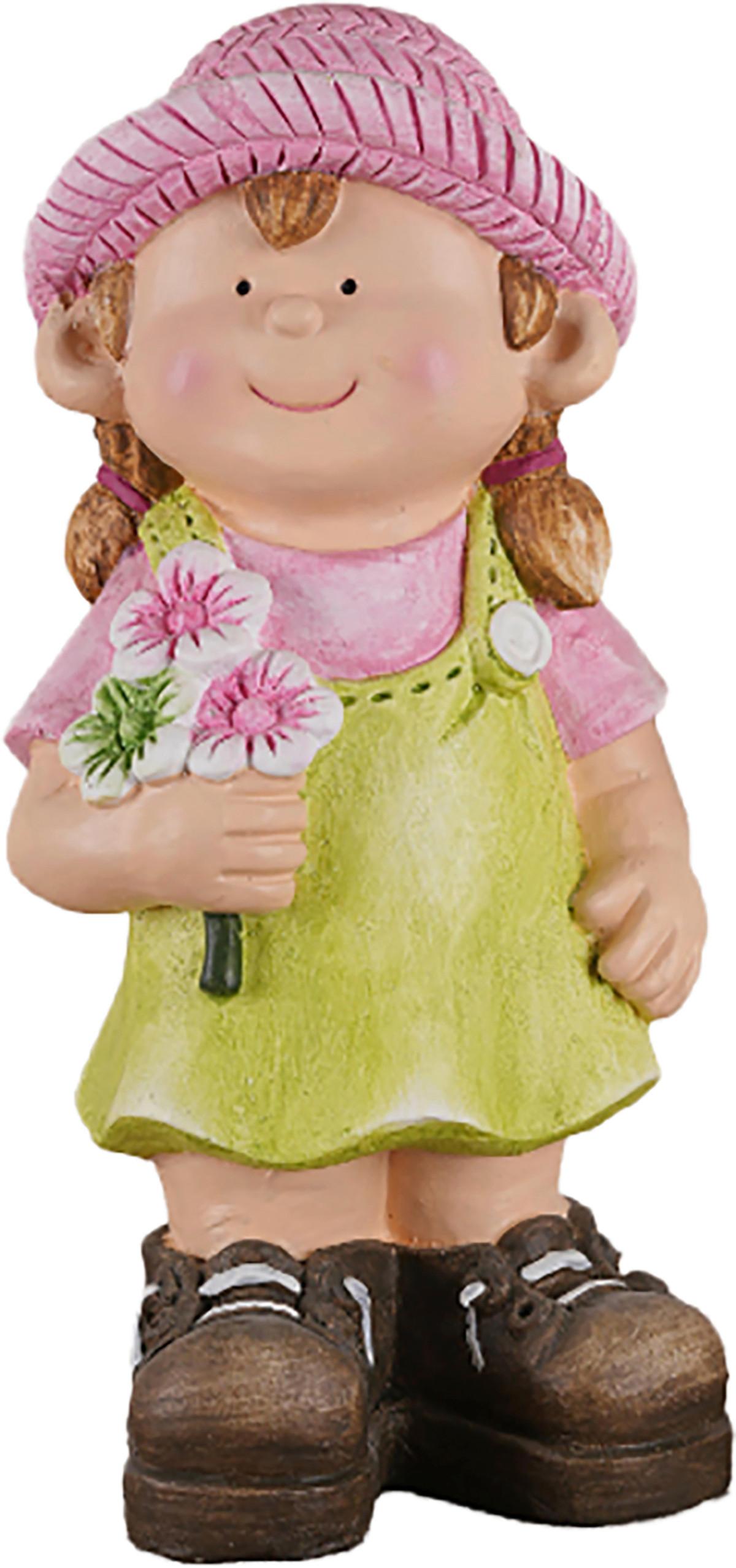 Dekofigur Kind Klara -Paz- - Pink/Grün, KONVENTIONELL, Stein (18/14,5/37cm) - Luca Bessoni