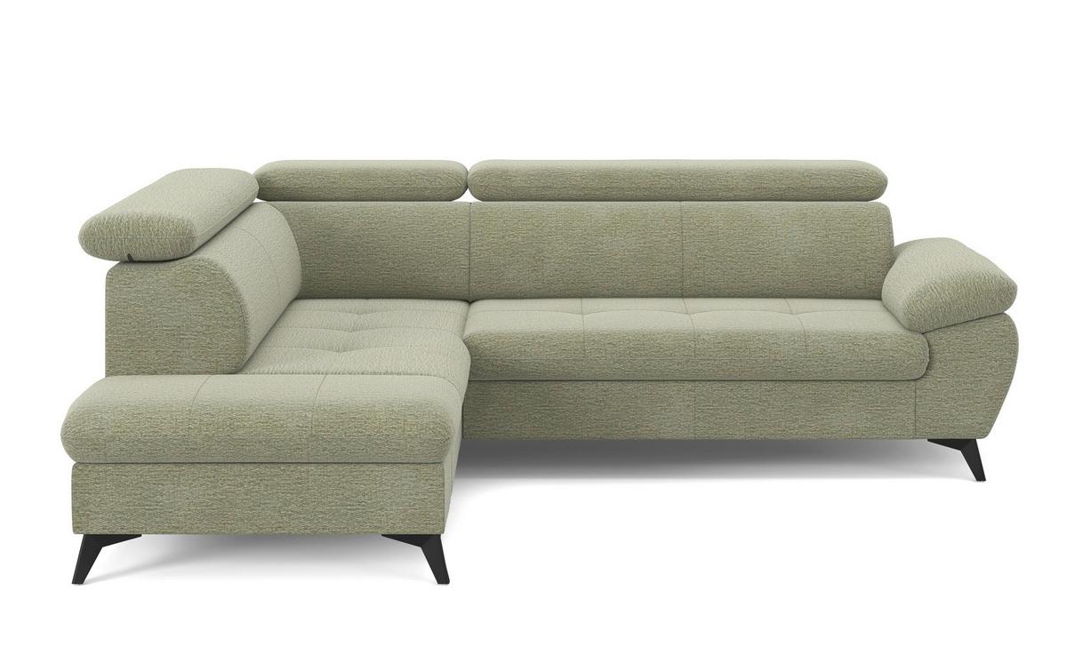 Ecksofa mit Bettfunktion Hudson, Chenille Olivgrün - Schwarz/Olivgrün, KONVENTIONELL, Textil (207/256cm) - Sembella