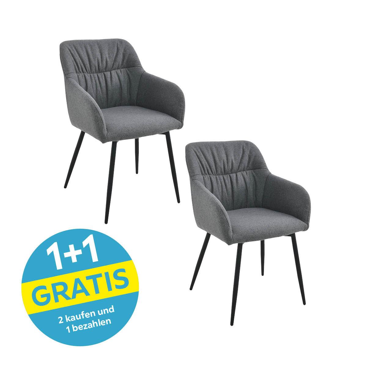 Armlehnstuhl Alessandro Webstoff Grau Gepolstert - Schwarz/Grau, MODERN, Holz/Textil (54/86/60cm) - Ondega