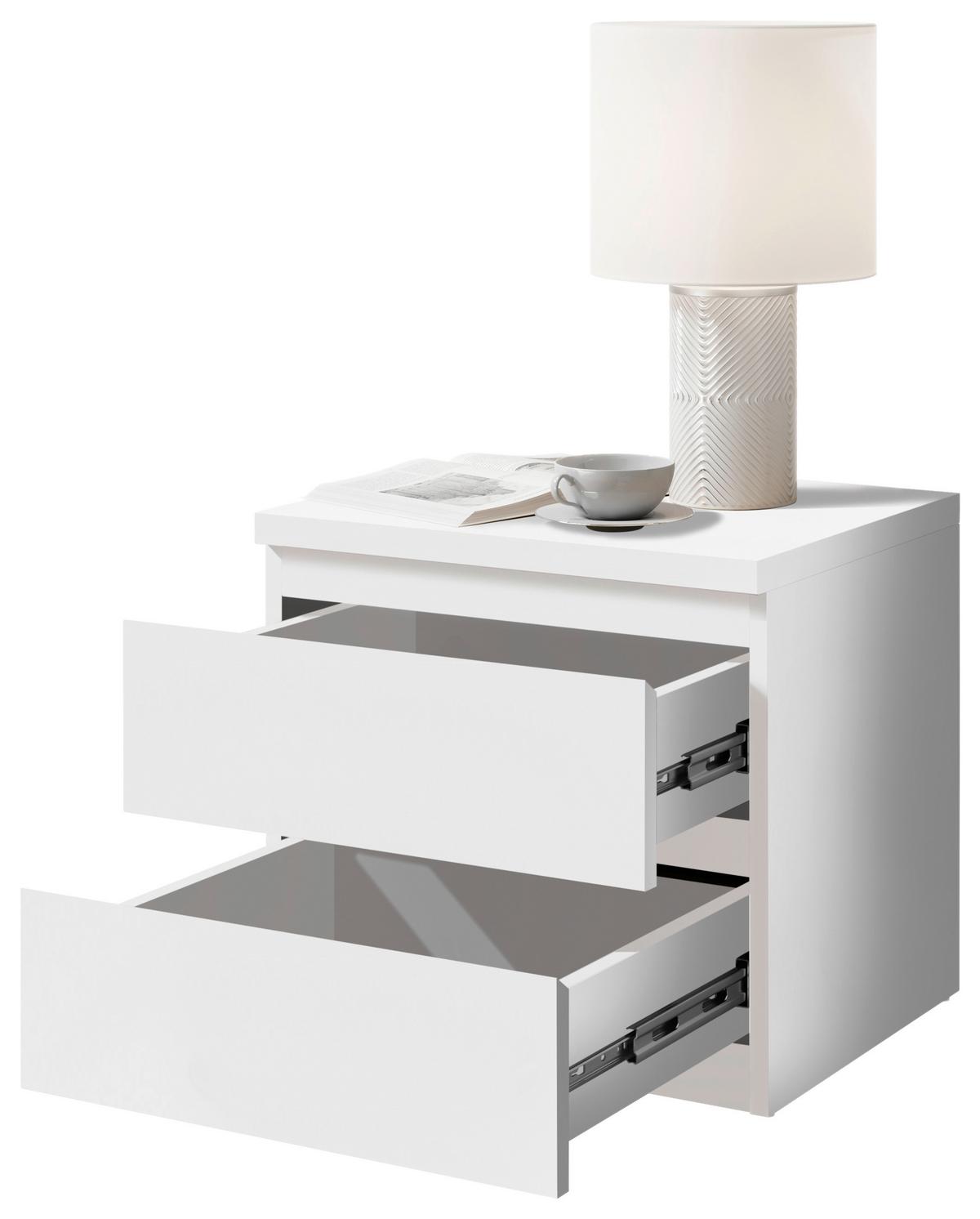 Nočný stolík OLI biela - čierna/biela, Basics, kompozitné drevo/plast (45/43,6/38cm) - MID.YOU
