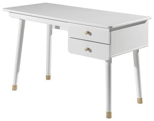 Písací stôl pre mládež BILLY biely - biela/zlatá, Modern, kompozitné drevo/plast (125/75/60cm) - MID.YOU