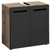 Waschbeckenunterschrank Vista B: 60 cm Eiche Dekor/Schwarz - Eichefarben/Schwarz, Basics, Holzwerkstoff (60/62/31cm) - MID.YOU