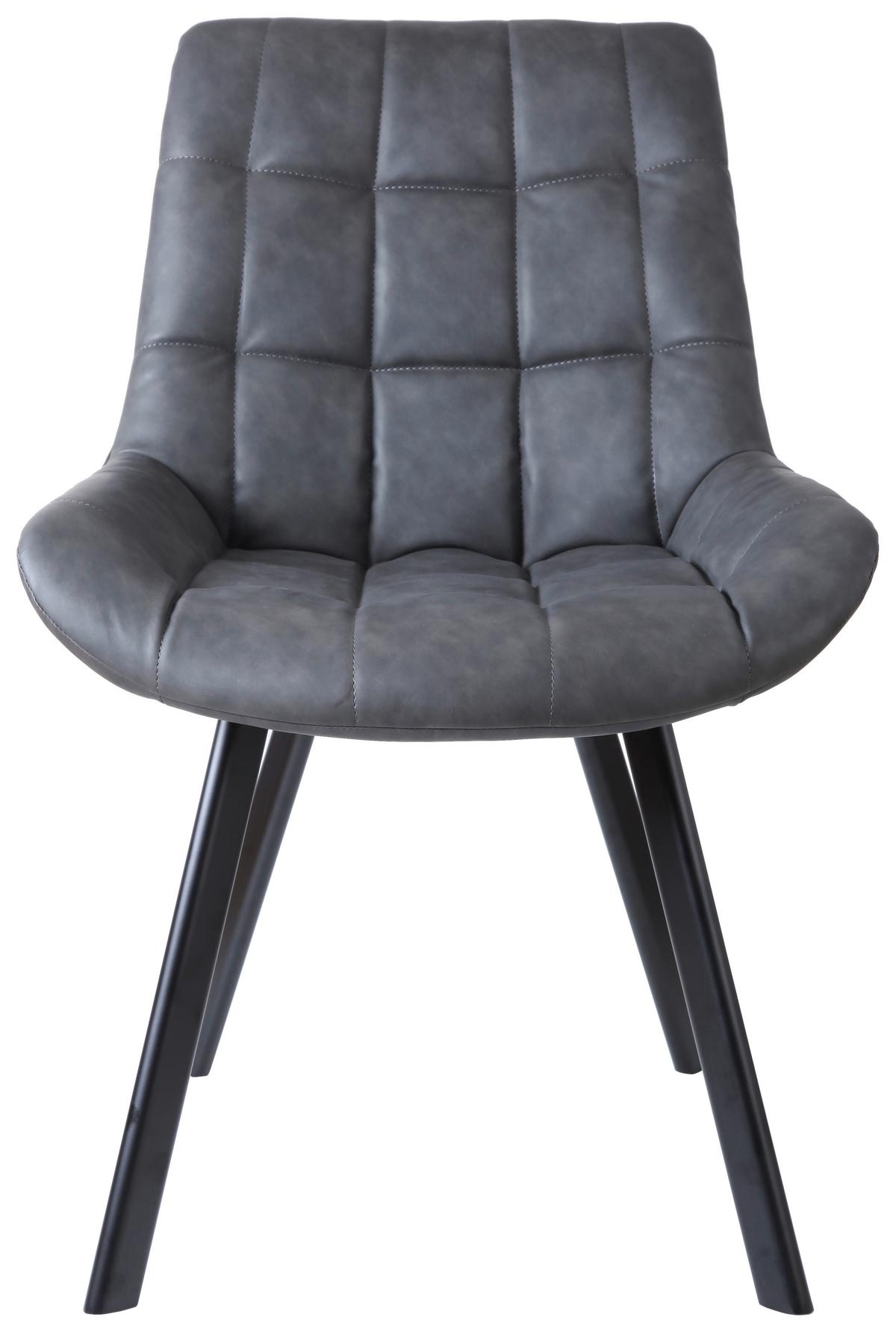 Schalenstuhl Hayo Grau Gepolstert, Lederlook - Schwarz/Grau, KONVENTIONELL, Textil/Metall (56/84/60cm) - Livetastic