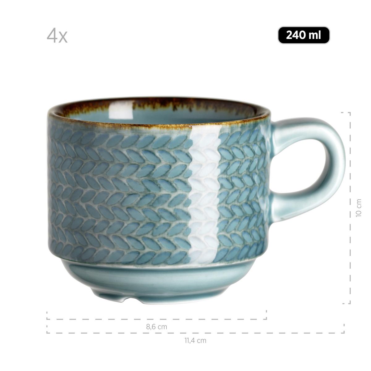 Kaffeeservice Prospero 4 Personen Geschirr Set - Blau, Basics, Keramik (24,5/24,5/22,5cm) - Mäser