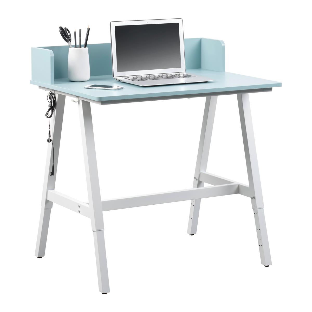 Písací stolík EMMELIE - svetlomodrá/biela, Modern, kov/kompozitné drevo (80/54-85/60cm) - Mömax