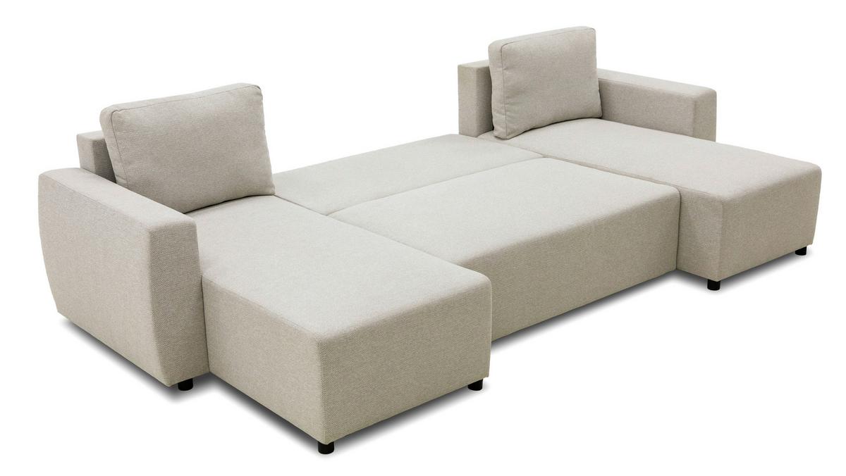 Wohnlandschaft Pharell Mit Schlaffunktion Beige - Beige/Schwarz, Basics, Textil (155/297/155cm) - Livetastic