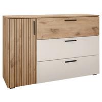Sideboard Daria/Leo B: 125 cm Viking Oak/Weiß - Eichefarben/Schwarz, MODERN, Holzwerkstoff (125/82,6/40cm) - MID.YOU