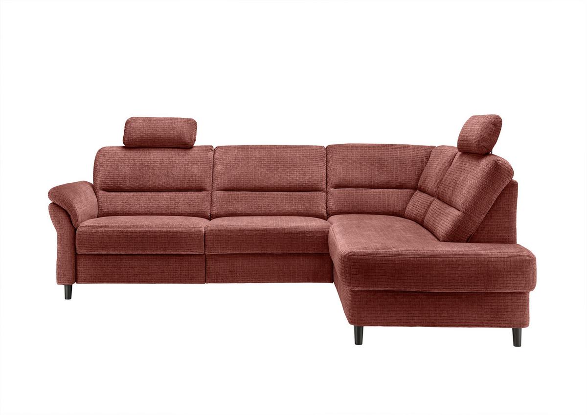 Ecksofa Cavoli Koralle Relaxfunktion S: 266x190 cm - Koralle/Schwarz, MODERN, Textil (266/190cm) - Livetastic