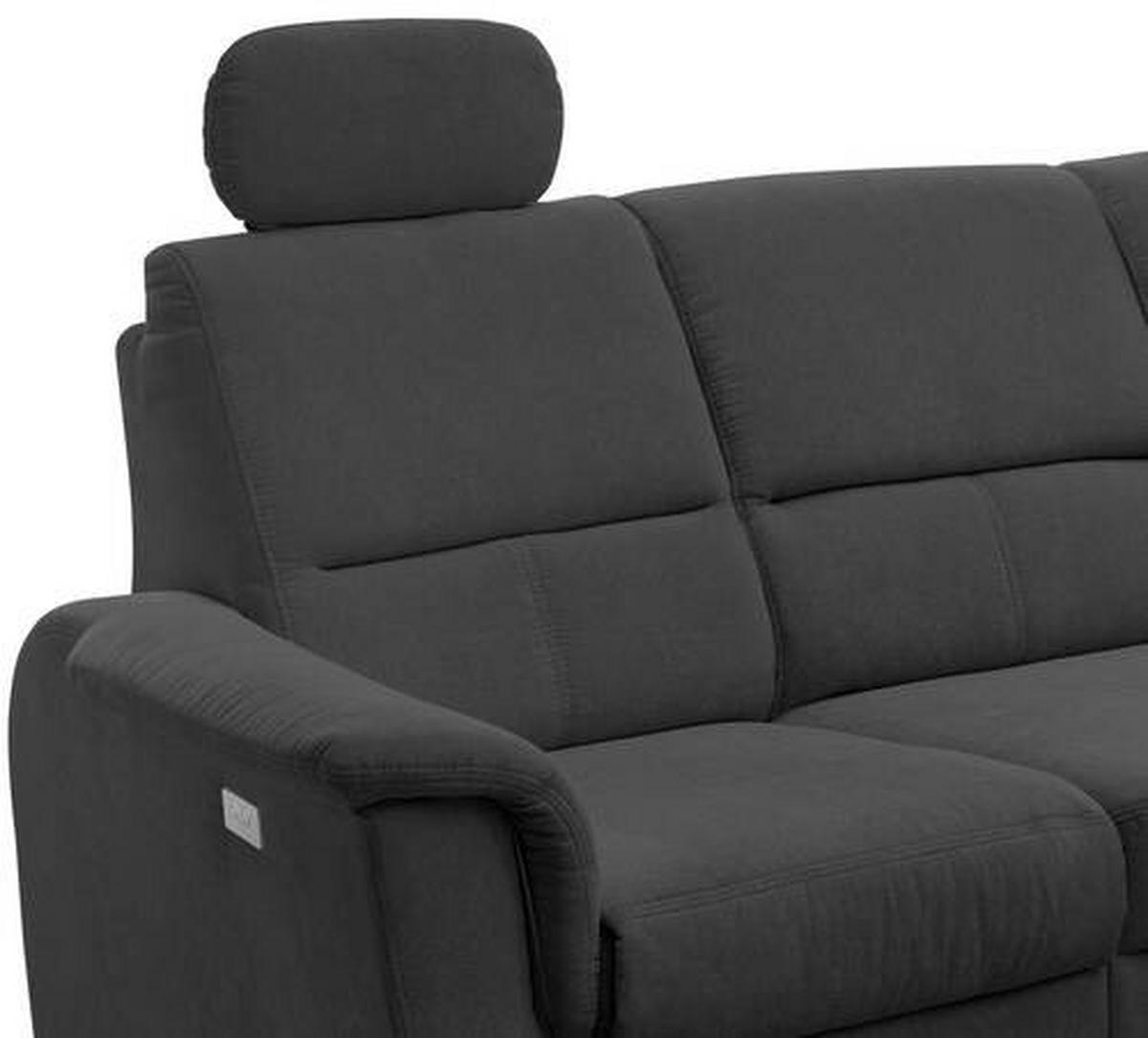 Ecksofa mit Relaxfunktion + USB Anschluss Parole, Mikrof. - Chromfarben/Schwarz, MODERN, Textil (231/165cm) - Livetastic