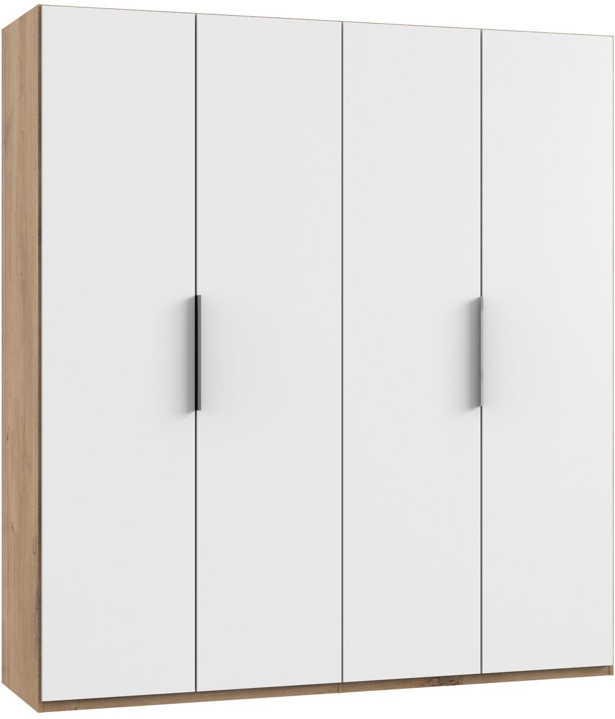 Drehtürenschrank B: 200 cm Level, Weiß/Eiche Dekor - Eichefarben/Weiß, MODERN, Holzwerkstoff (200/216/58cm) - MID.YOU