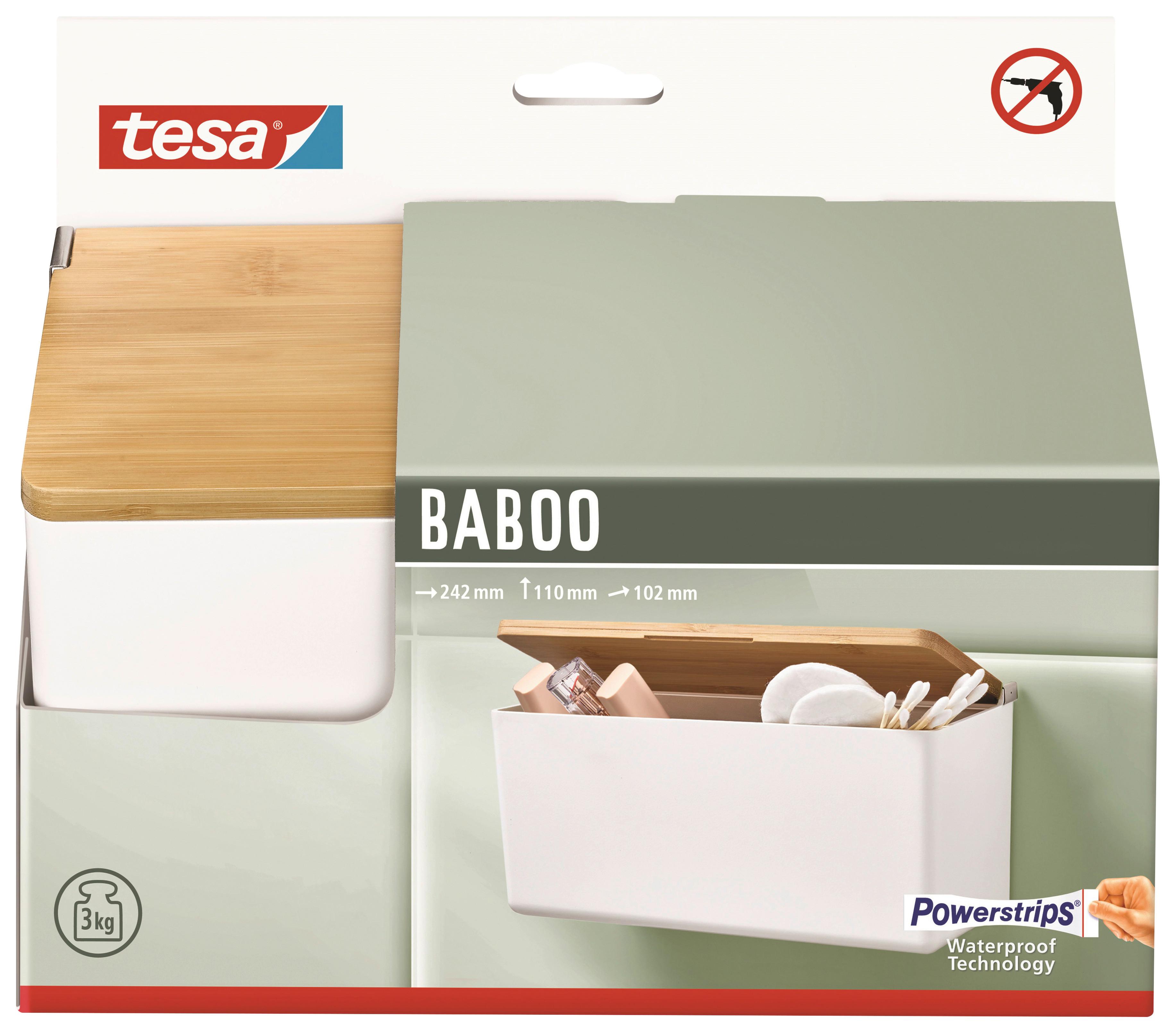 Aufbewahrungsbox Baboo Bambus BxHxT: ca. 24,2x11x10,2cm - Weiß, Basics, Holz/Kunststoff (24,2/11/10,2cm)