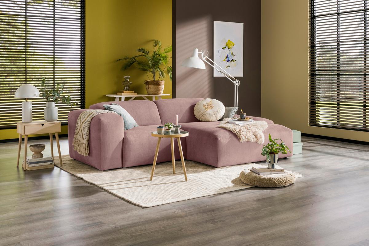 Ecksofa Hannah Rosa 252x170 Cm - Schwarz/Rosa, Design, Textil (252/170cm) - MID.YOU