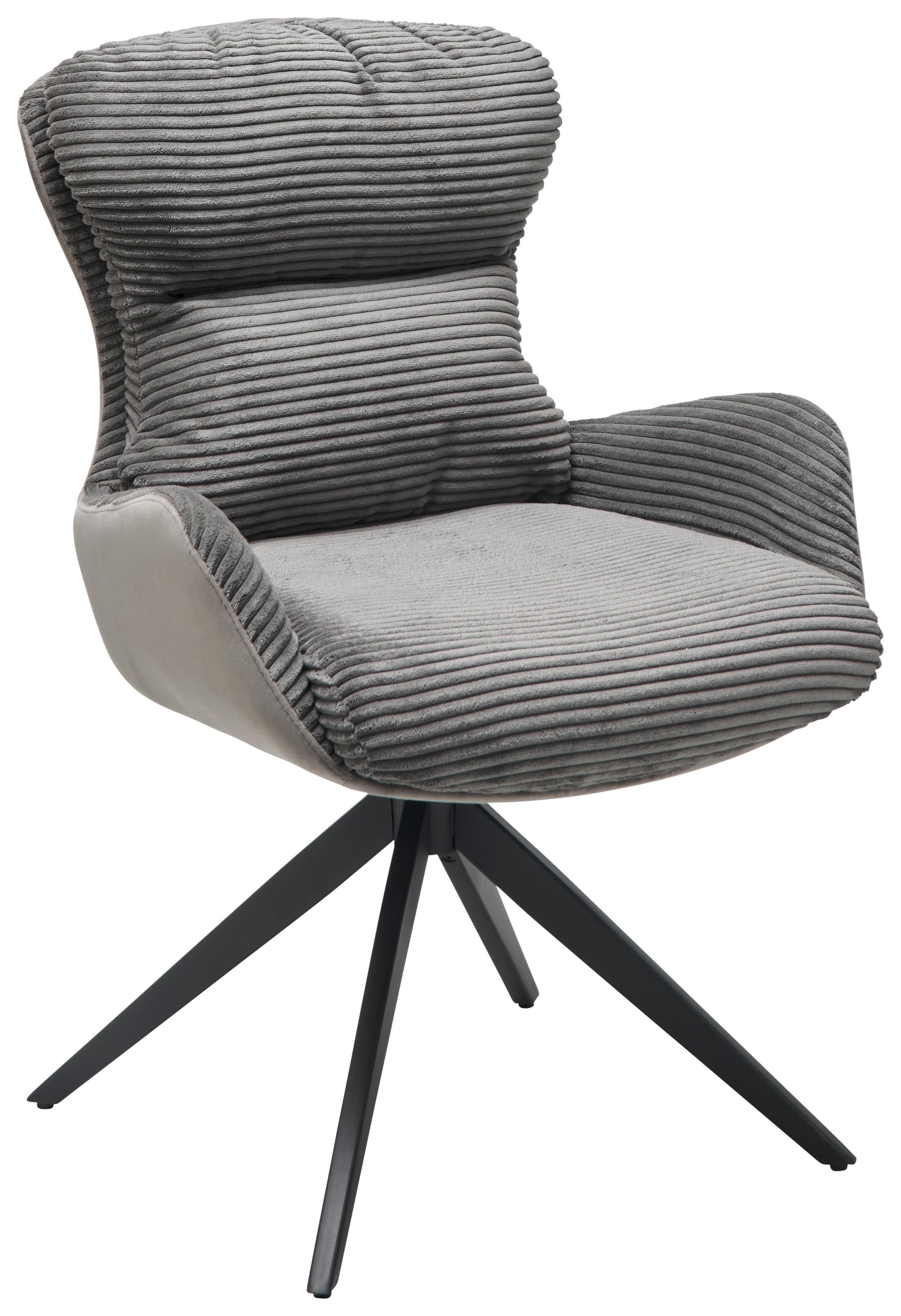 Armlehnstuhl Vanja Grau Gepolstert - Schwarz/Grau, LIFESTYLE, Textil/Metall (58/88/68cm) - MID.YOU