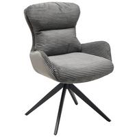 Armlehnstuhl Vanja Grau Gepolstert - Schwarz/Grau, LIFESTYLE, Textil/Metall (58/88/68cm) - MID.YOU