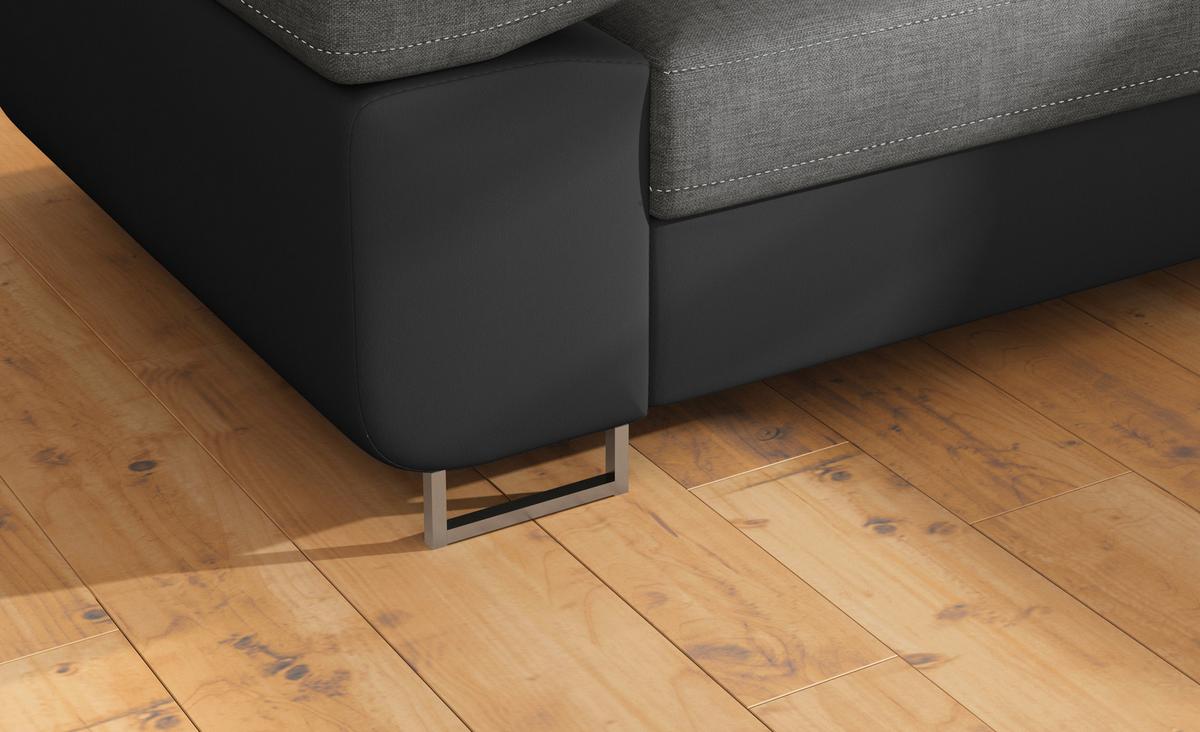 Ecksofa Anton Grau/Schwarz S:203x272cm - Chromfarben/Schwarz, Design, Textil (203/272cm) - MID.YOU