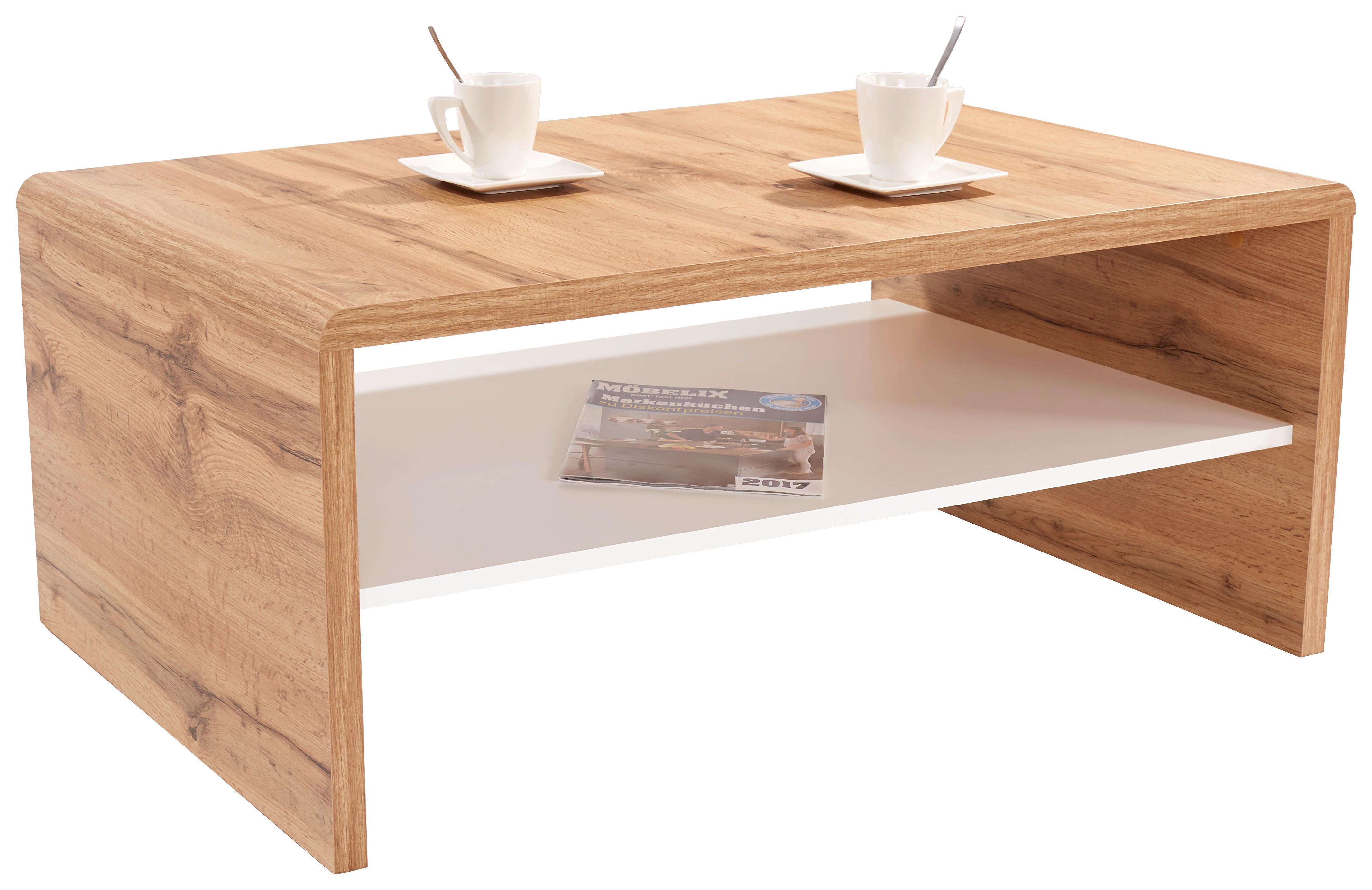 Couchtisch Mit Ablagefach Cala Luna, Wotan Eiche Dekor/weiß - Eiche Wotan/Weiß, MODERN, Holzwerkstoff (100/40/59cm)