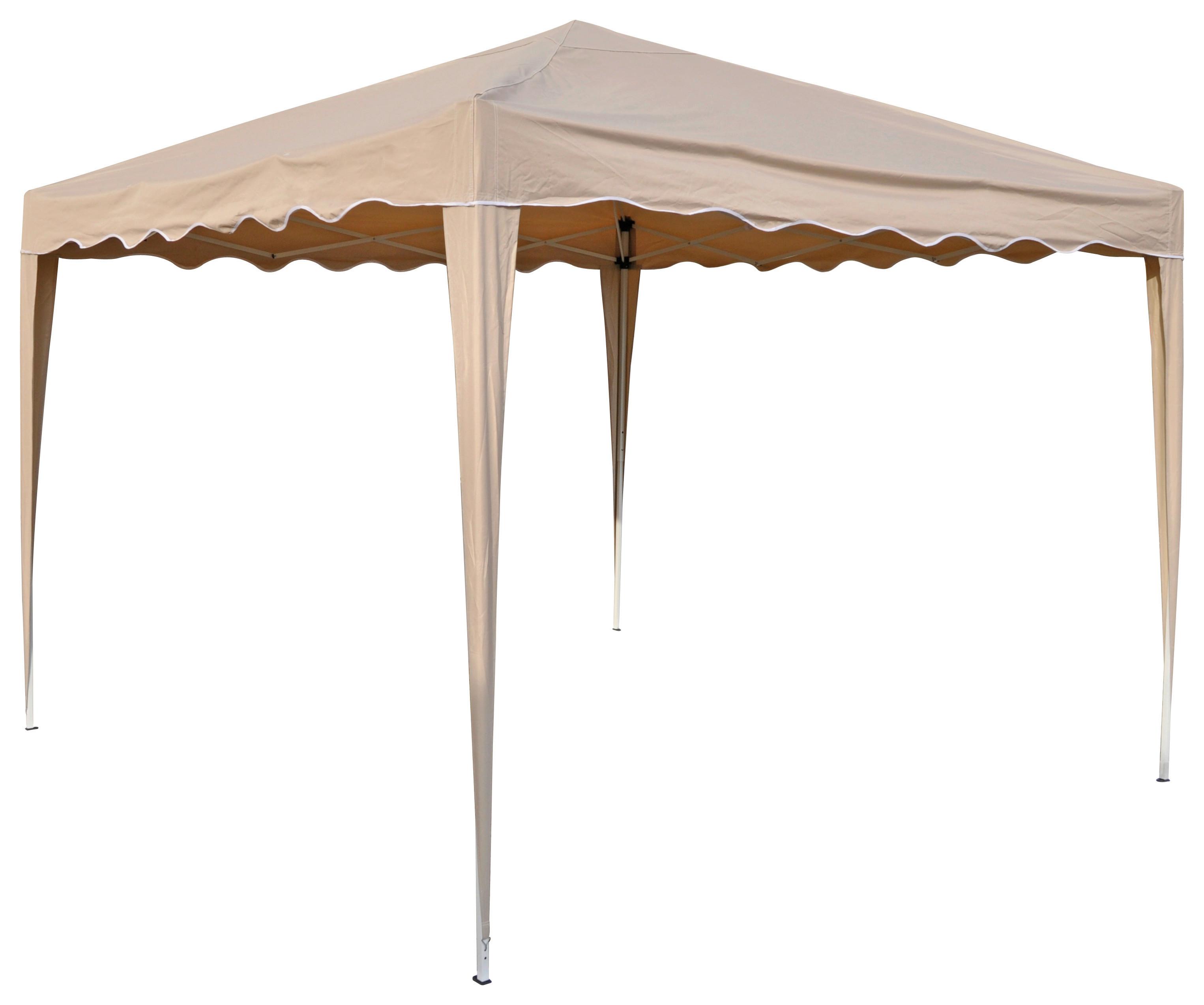 Pavillon Beige ca. 3x3x2,6 M mit Tragetasche - Beige/Silberfarben, Basics, Textil/Metall (300/263/300cm)