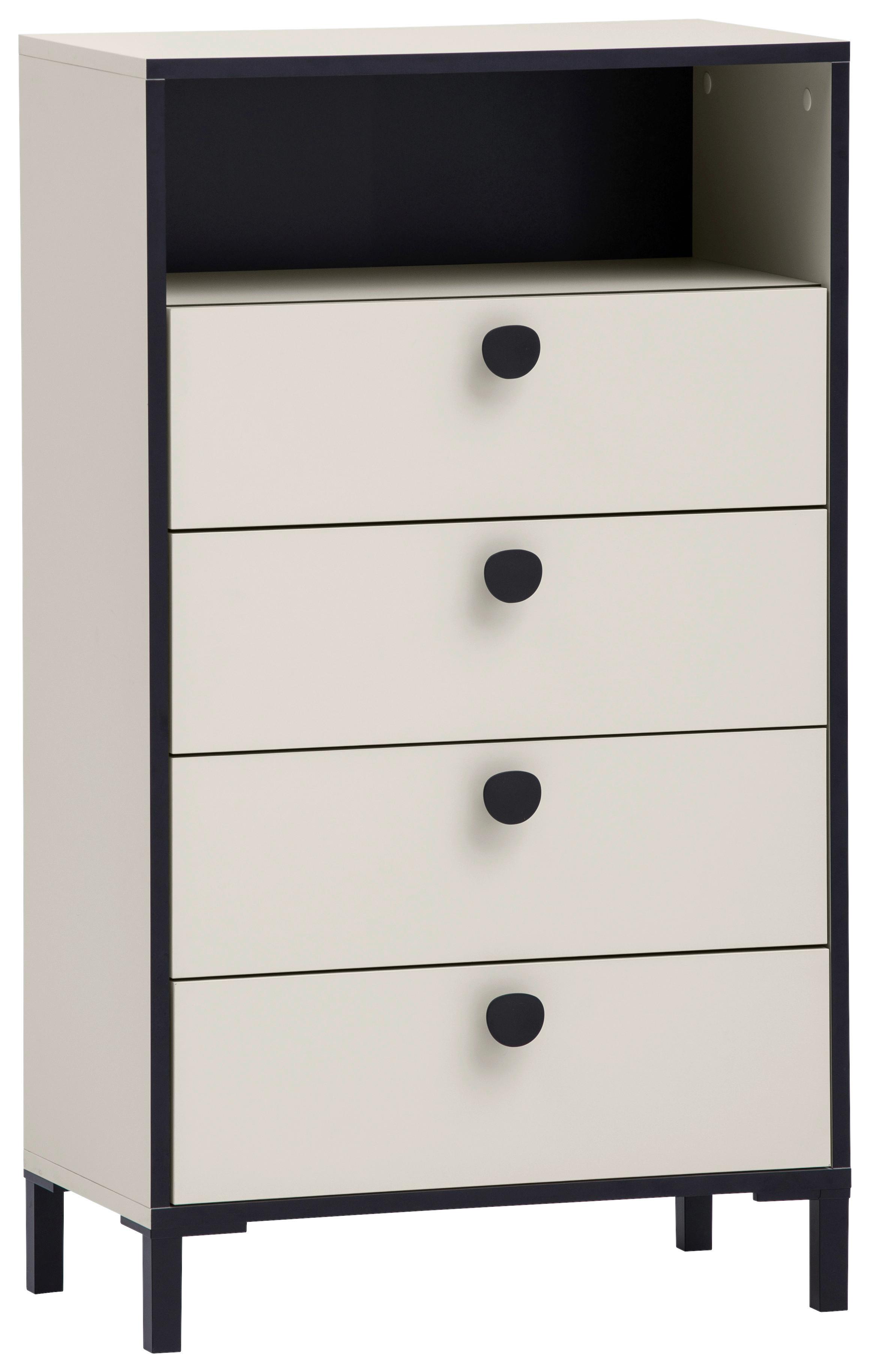 Highboard Edda, Beige B: 60,2 Cm - Beige/Schwarz, Design, Holzwerkstoff (60,2/103,4/33,05cm) - MID.YOU