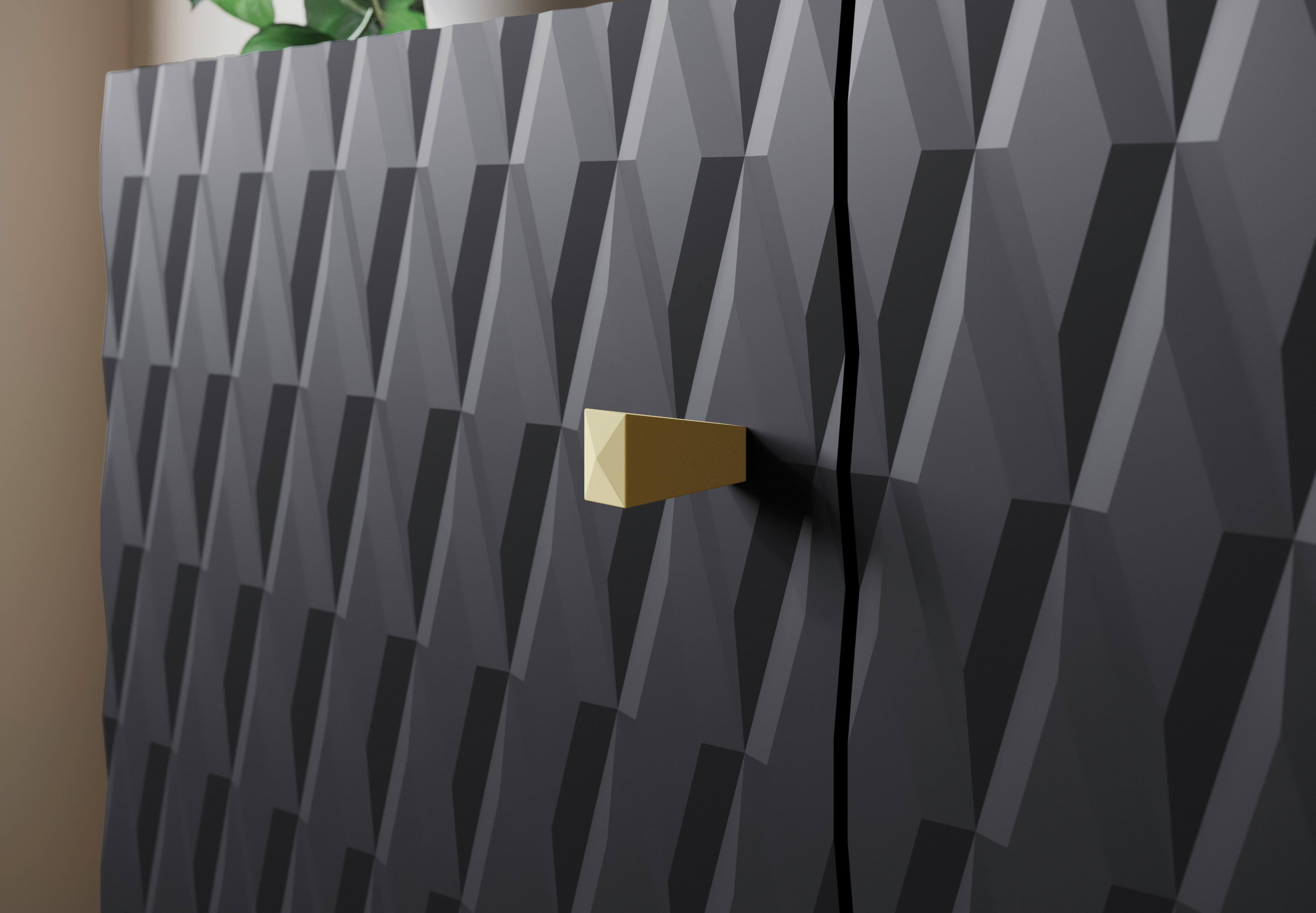 Lowboard Phuket Schwarz B: 190 Cm - Goldfarben/Schwarz, Trend, Holzwerkstoff (190/40/32cm) - Livetastic