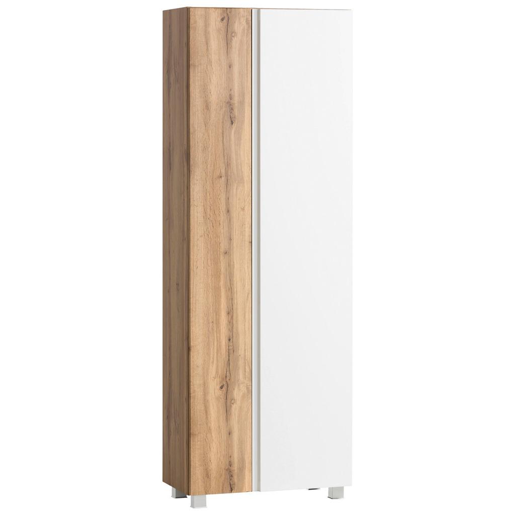 Badezimmer Hochschrank Varese BxH 65x180 cm Weiß/Eiche Dekor