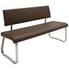 Sitzbank mit Lehne Braun Echtleder Arco 155x86x59 cm - Edelstahlfarben/Braun, Design, Leder/Metall (155/86/59cm) - Livetastic