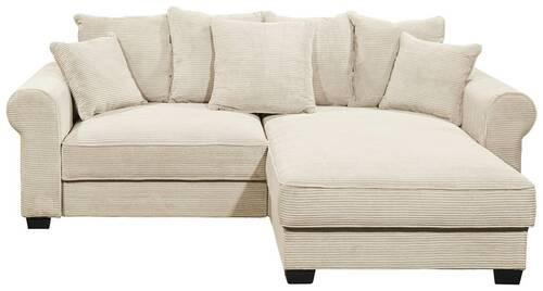 Ecksofa  Mit Bettkasten Maureen Cremefarben - Creme/Schwarz, KONVENTIONELL, Textil (255/185cm) - MID.YOU