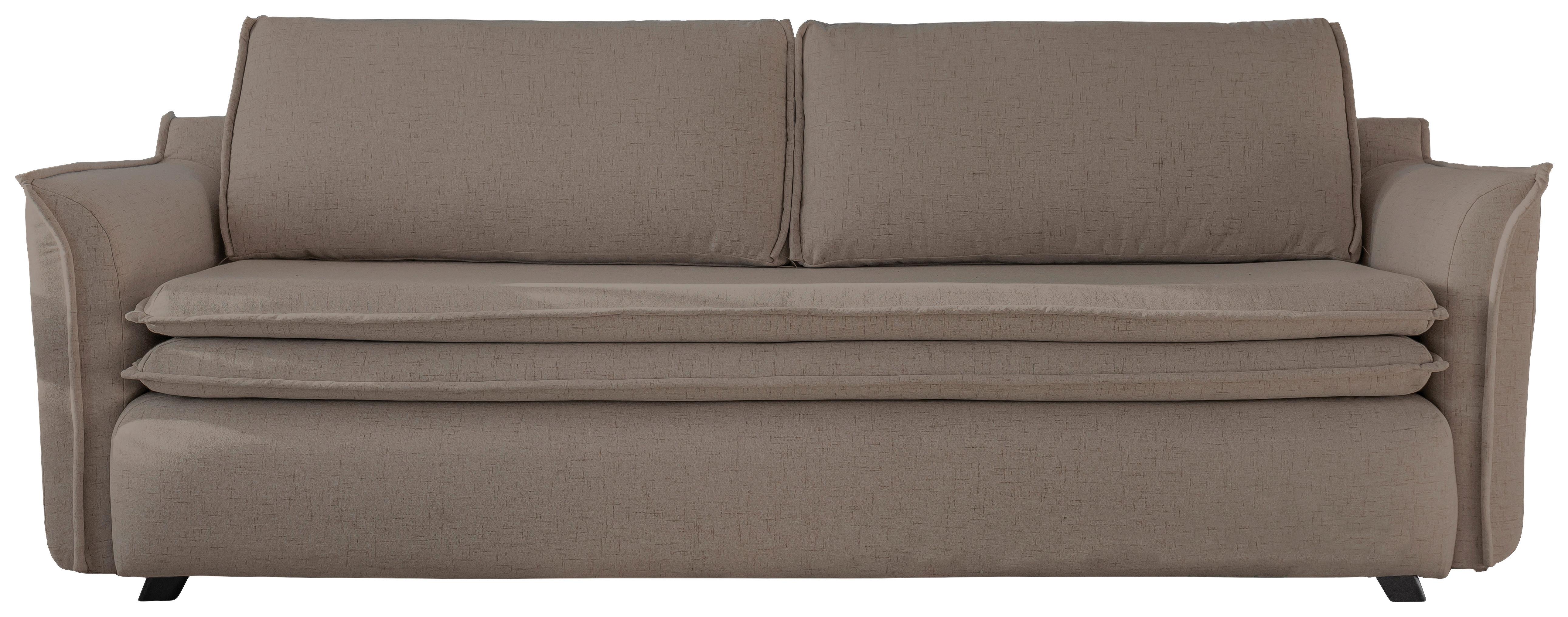 Dreisitzer-Sofa mit Bettfunkt. Charming Charlie, Webstoff - Hellbraun/Schwarz, Basics, Textil (225/85/90cm) - MID.YOU