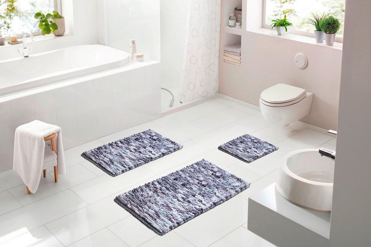 Badematte Punto - Türkis/Grau, KONVENTIONELL, Textil (60/100cm) - Grund